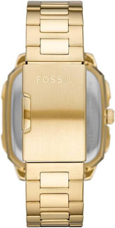 Fossil Men Inscription Stainless Steel Watch Bq2573, Gold